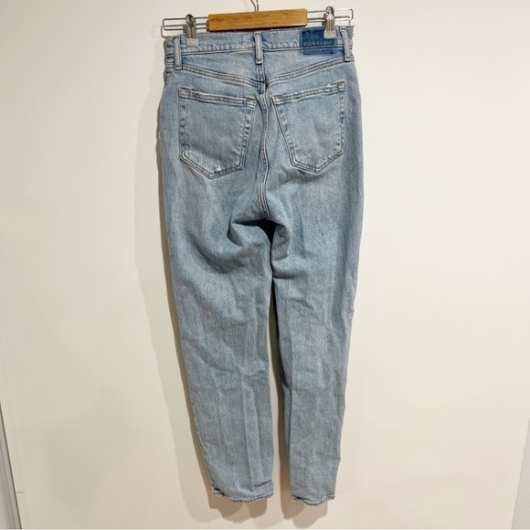 Abercrombie & Fitch Curve Love High Rise Dad Jean Criss Cross Waist Light Wash - Picture 3 of 6